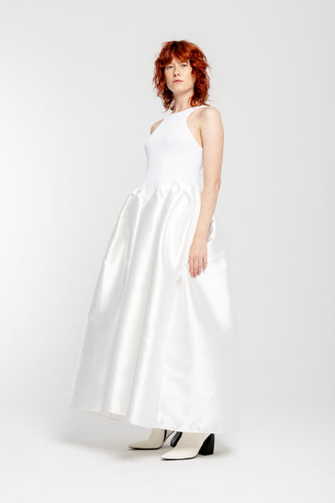 WHITE LONG DRESS WITH FULL SKIRT marques almeida