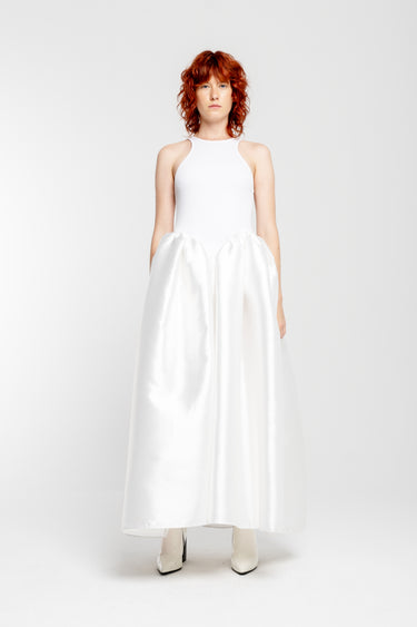 WHITE LONG DRESS WITH FULL SKIRT marques almeida