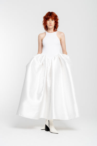 WHITE LONG DRESS WITH FULL SKIRT marques almeida