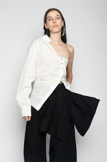 WHITE ONE SHOULDER DRAPED SHIRT MARQUES ALMEIDA