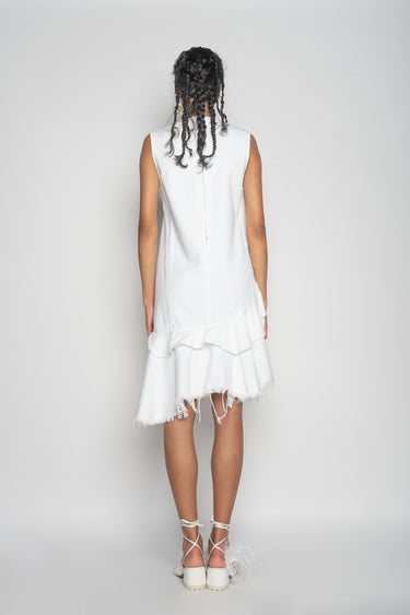 WHITE V-NECK FRILL DRESS marques almeida