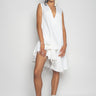 WHITE V-NECK FRILL DRESS marques almeida