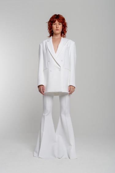 WHITE EXTREME FLARE TROUSERS marques almeida