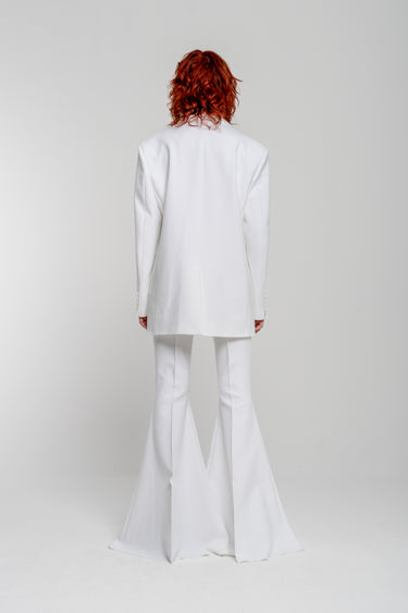 WHITE EXTREME FLARE TROUSERS marques almeida