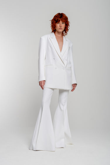 WHITE EXTREME FLARE TROUSERS marques almeida