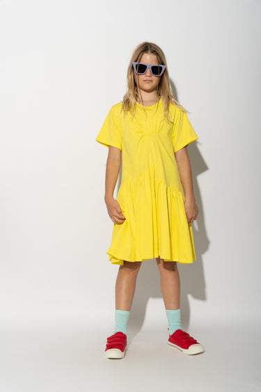 YELLOW GATHERED DRESS ma kids