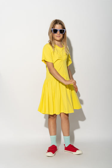 YELLOW GATHERED DRESS ma kids