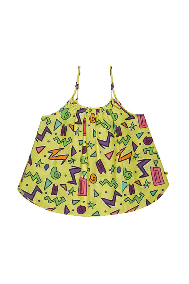 YELLOW SQUIGGLE OVERSIZED SLIP TOP ma kids