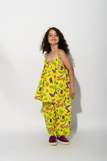 YELLOW SQUIGGLE OVERSIZED SLIP TOP ma kids