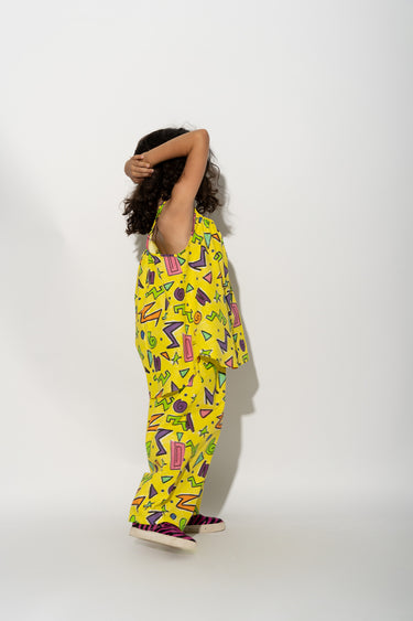 YELLOW SQUIGGLE OVERSIZED SLIP TOP ma kids