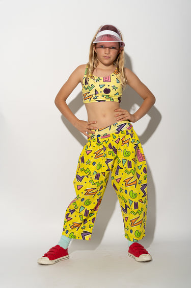 YELLOW SQUIGGLE PRINT BALLOON TROUSERS ma kids