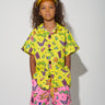 YELLOW SQUIGGLE PRINT SHORT SLEEVE SHIRT makids