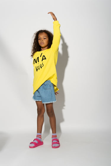 YELLOW SWEATSHIRT WITH EMBROIDERED LOGO MA KIDS