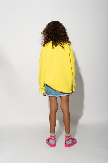 YELLOW SWEATSHIRT WITH EMBROIDERED LOGO MA KIDS