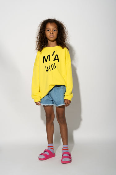 YELLOW SWEATSHIRT WITH EMBROIDERED LOGO MA KIDS