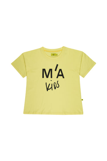 YELLOW T-SHIRT WITH EMBROIDERED LOGO makids