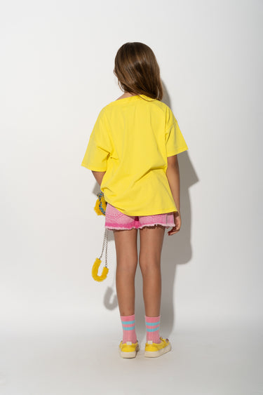 YELLOW T-SHIRT WITH EMBROIDERED LOGO makids