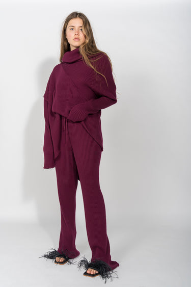 AUBERGINE KNITTED TROUSERS marques almeida