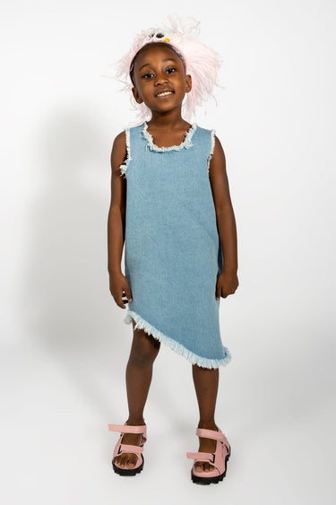 BABY BLUE DENIM SLEEVELESS DRESS ma kids