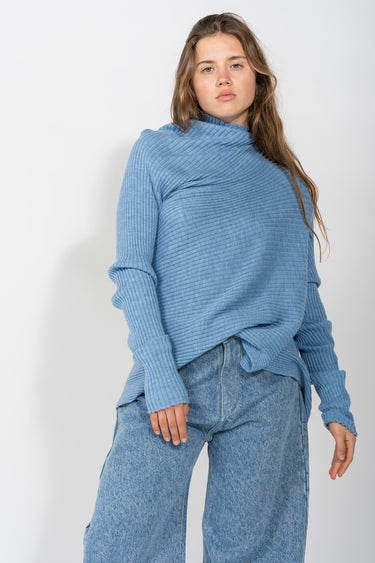 BLUE DRAPED JUMPER IN MERINO KNIT MARQUES ALMEIDA