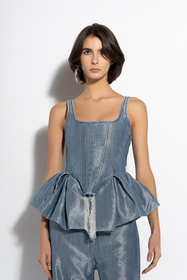 BLUE LUREX FITTED CORSET marques almeida