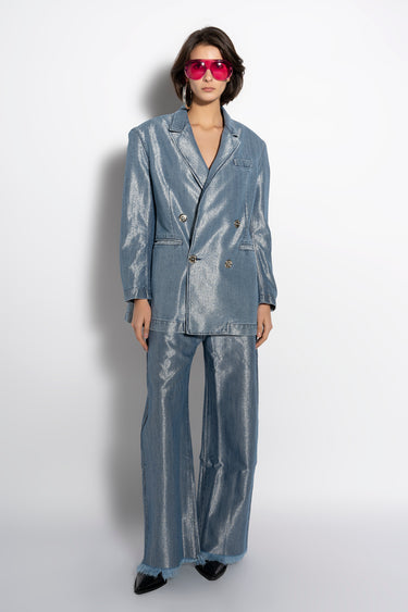 BLUE LUREX OVERSIZED BLAZER marques almeida