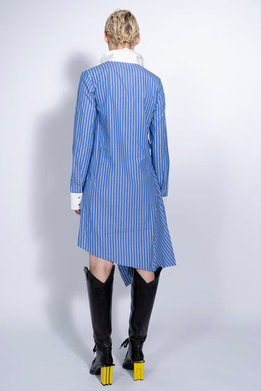 BLUE STRIPED SHIRT DRESS WITH SIDE BOW marques almeida