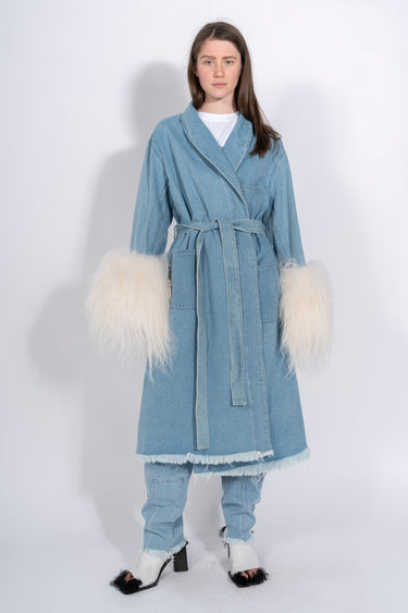 PRE-OWNED/ DRESSING GOWN COAT WITH SHEARLING CUFFS marques almeida