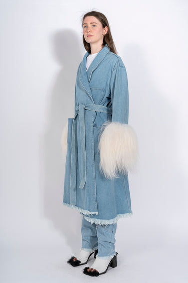 PRE-OWNED/ DRESSING GOWN COAT WITH SHEARLING CUFFS marques almeida