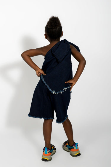 NAVY ONE SHOULDER KNOT TOP ma kids