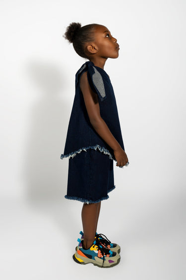 NAVY ONE SHOULDER KNOT TOP ma kids