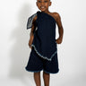 NAVY ONE SHOULDER KNOT TOP ma kids