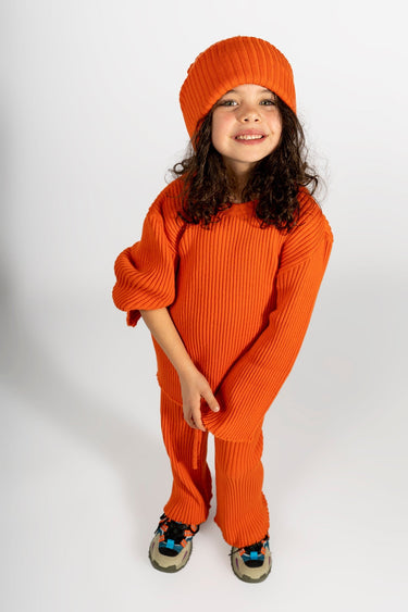 ORANGE MERINO KNIT TROUSERS ma kids