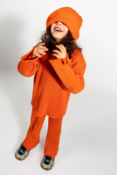 ORANGE MERINO KNIT TROUSERS ma kids