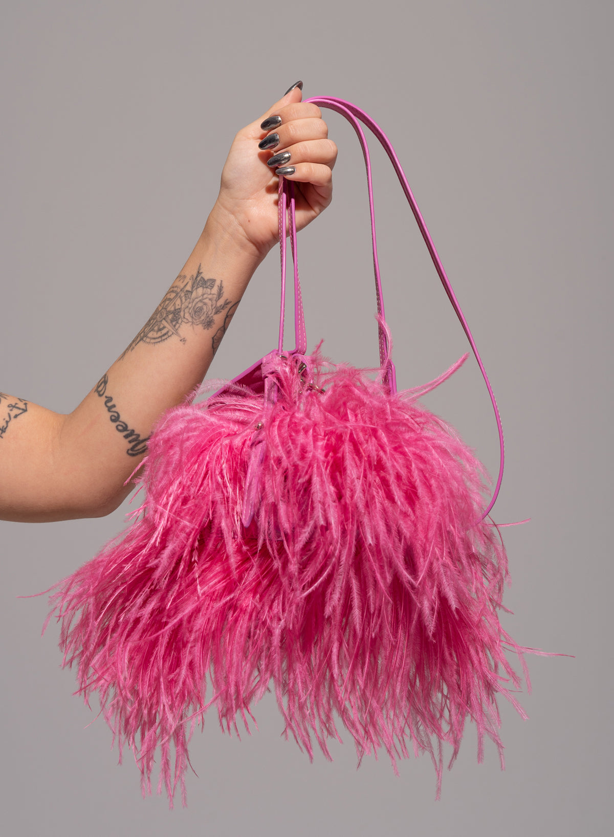 Pink Feather Purse Clutch With Hot Pink and Black Feathers and Jeweled  Clasp 