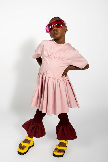 PINK GATHERED JERSEY T-SHIRT DRESS MA KIDS