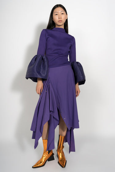 PURPLE TURTLENECK PUFF SLEEVE TOP marques almeida