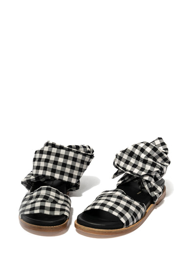 MARQUES ALMEIDA BLACK GINGHAM WRAP SANDAL