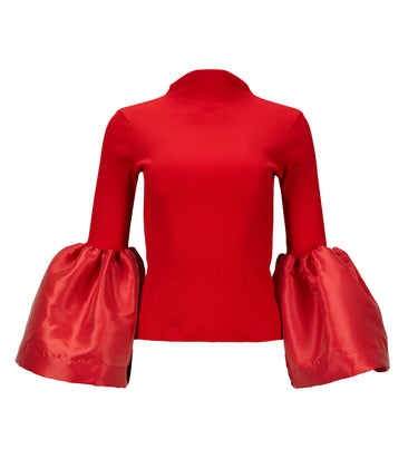 RED TURTLENECK PUFF SLEEVE TOP marques almeida