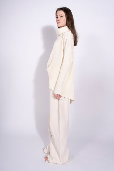 WHITE DRAPED TURTLENECK JUMPER marques almeida