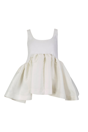 WHITE SLEEVELESS PUFF HEM TOP marques almeida