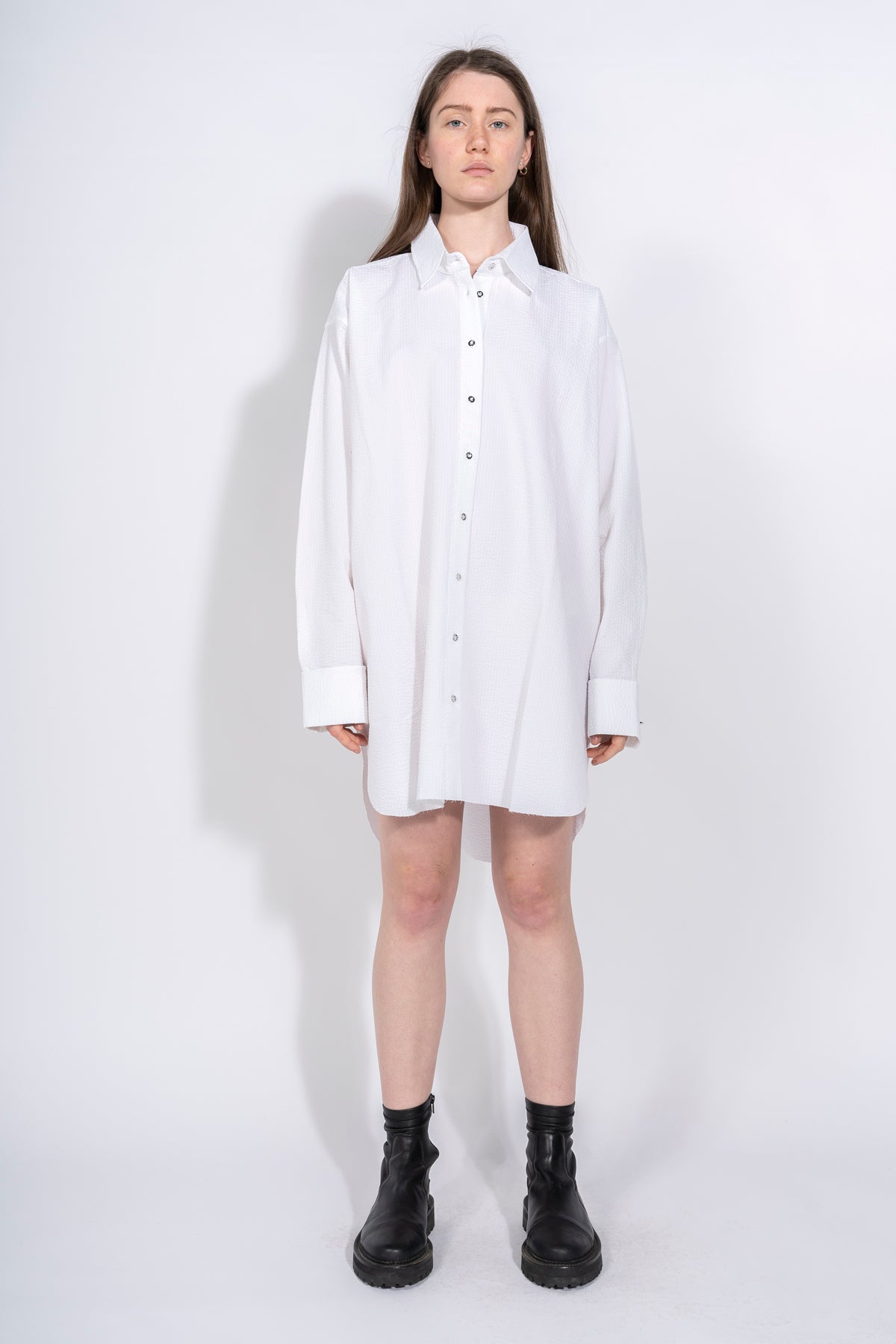 JERSEY OVERSIZED T-SHIRT DRESS WITH SLEEVE FRILLS – MARQUES ' ALMEIDA