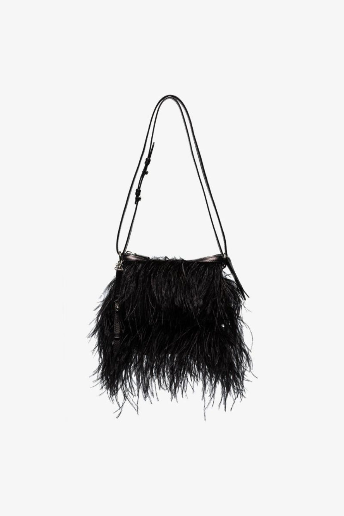 Fly Away Home Black Feather Purse
